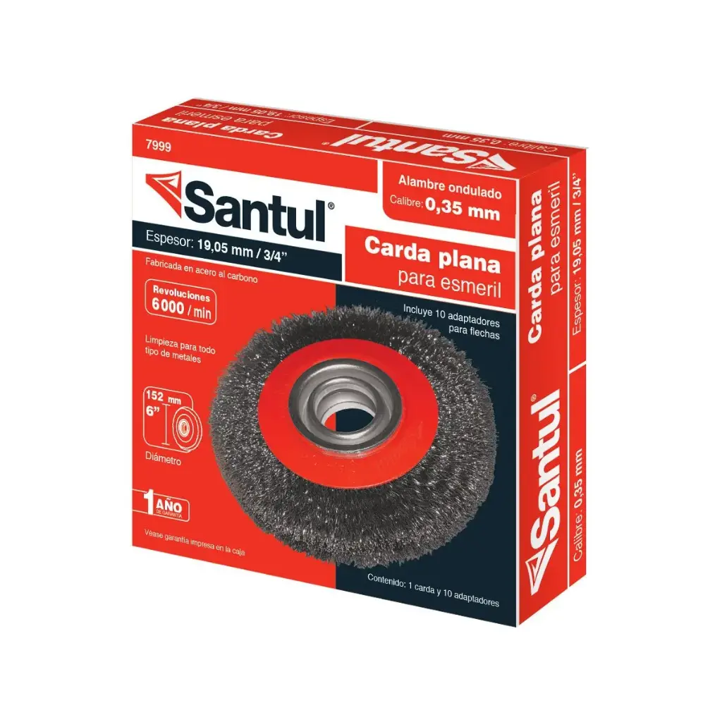 Carda plana 6 p/esmeriladora Santul