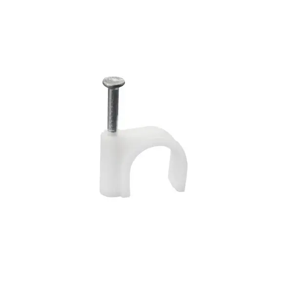 Grapa curva p/cable 6mm blanca Sanelec