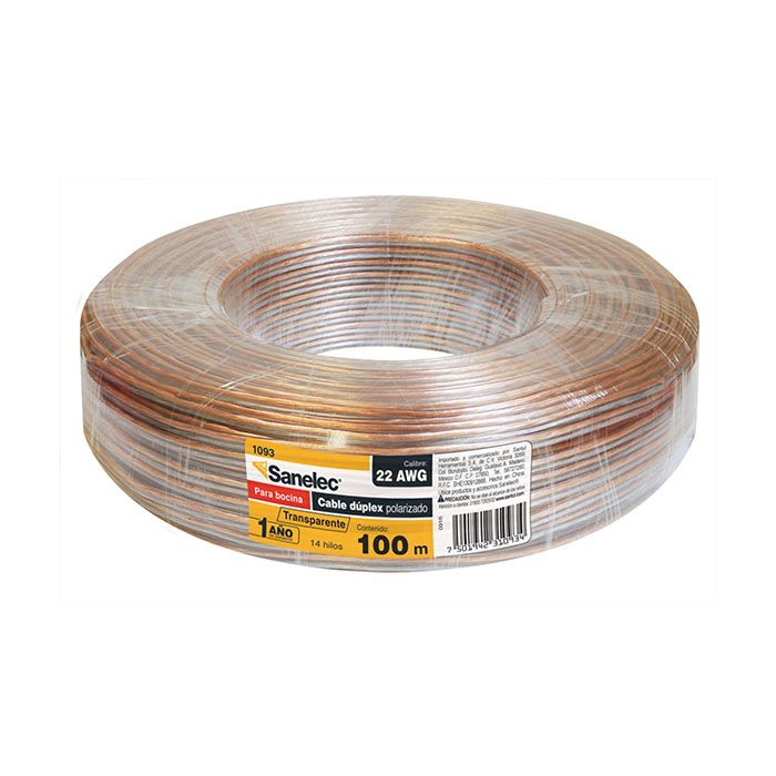 1093 Cable p/bocina 22AWG transpare SANELEC