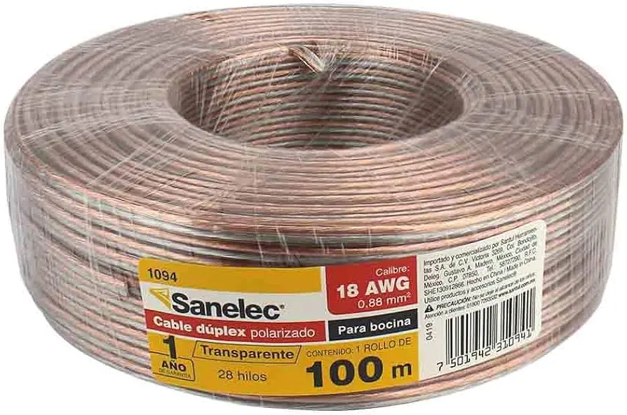 Cable p/bocina 18awg transpare Sanelec