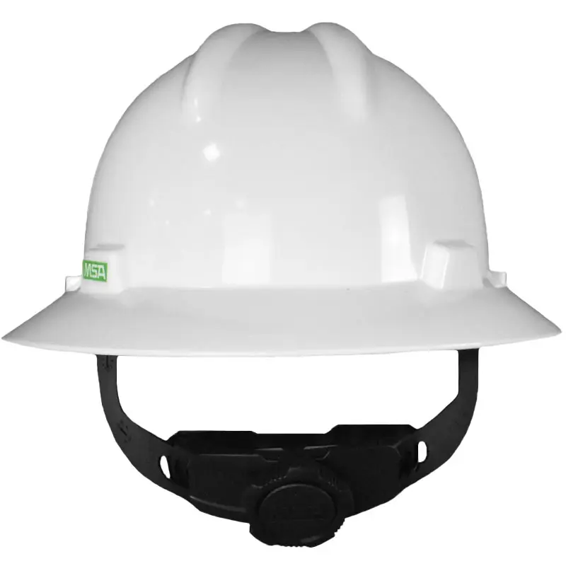 Casco blanco, azul, amarillo, verde, rojo, ala ancha MSA