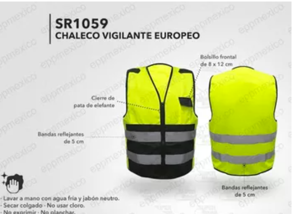SR1059-AM-XL CHALECO VIGILANTE EUROPEO UNITALLA