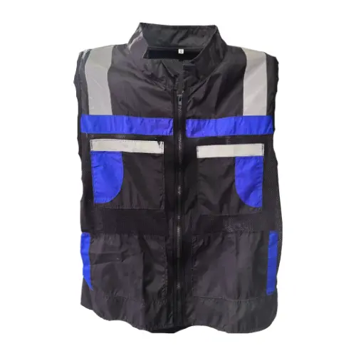 Chaleco  grande sport negro c/ azul rey grande malla fina en la espalda y pecho