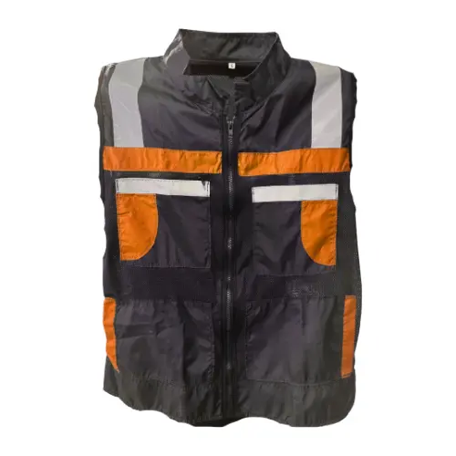 CHSNNG CHALECO SPORT NEGRO CON NARANJA GRANDE MALLA FINA EN LA ESPALDA Y PECHO