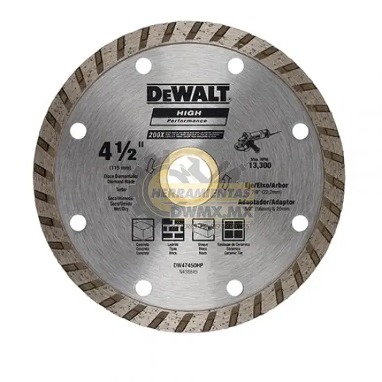 DW47450L DISCO DIAMANTADO DE 4 1/2" TURBO 13200 RPM DEWALT