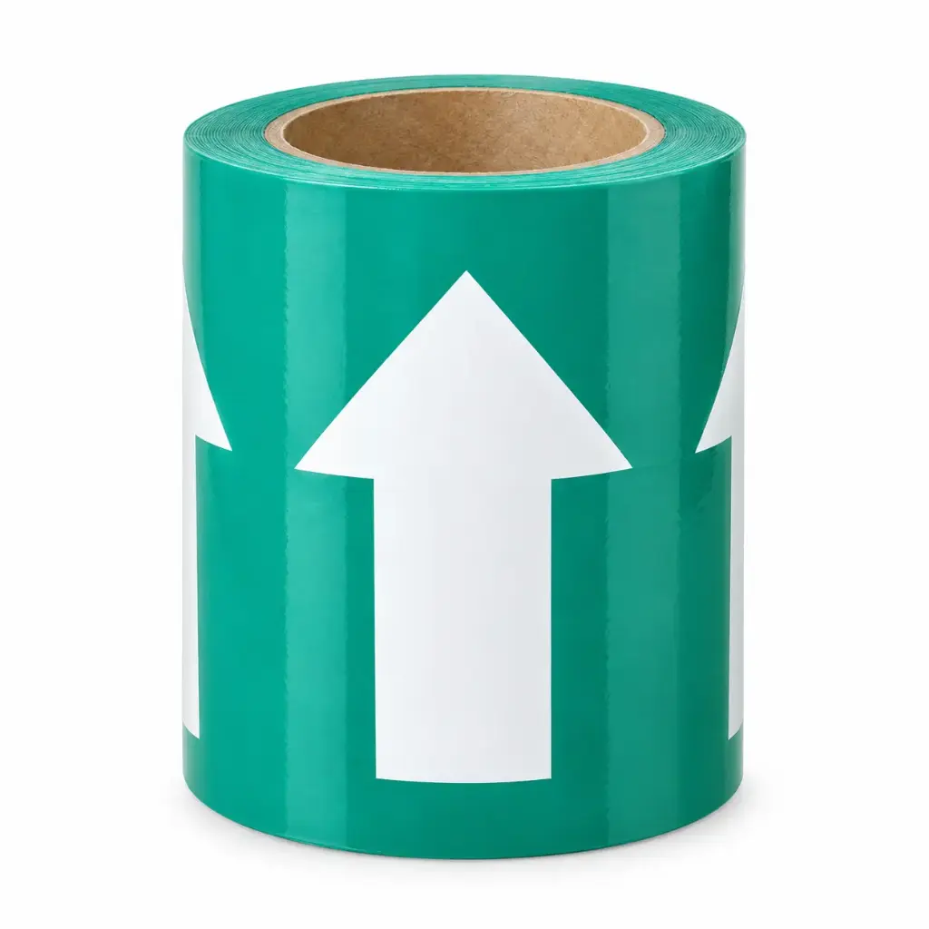 Cinta de flecha , blanco/verde , vinilo , 4" x 22 yardas