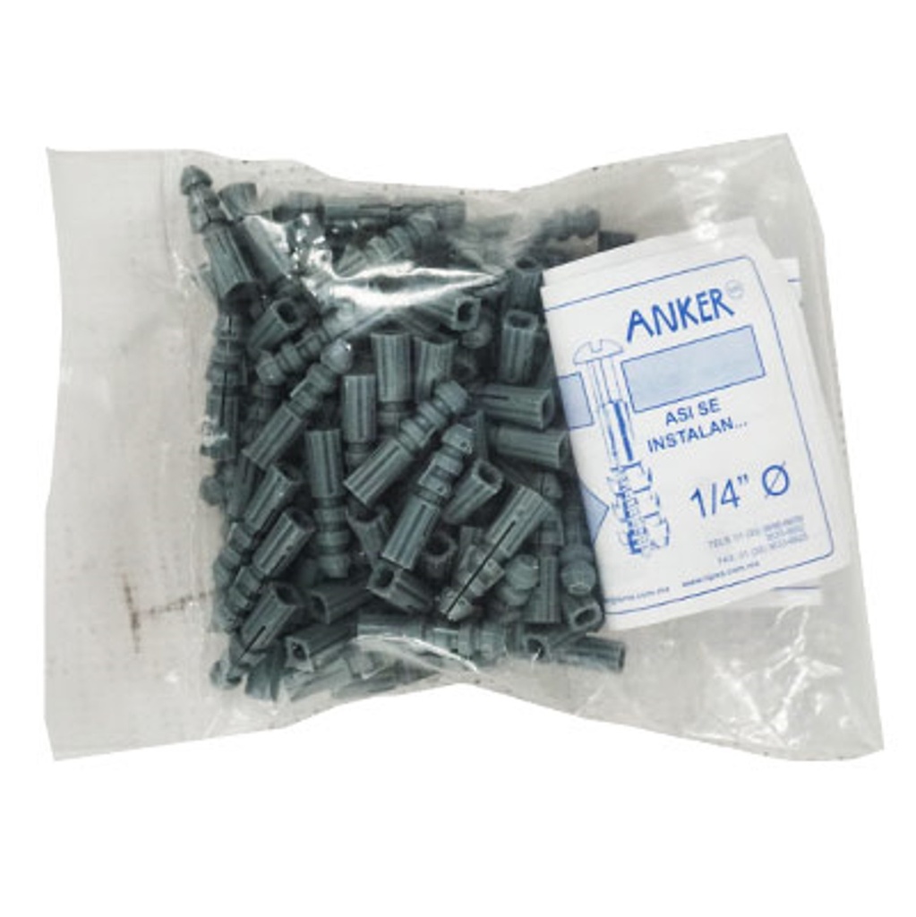 153-005 Taquetes de 1/4" (plastico) Anker. c/100unidad(es)