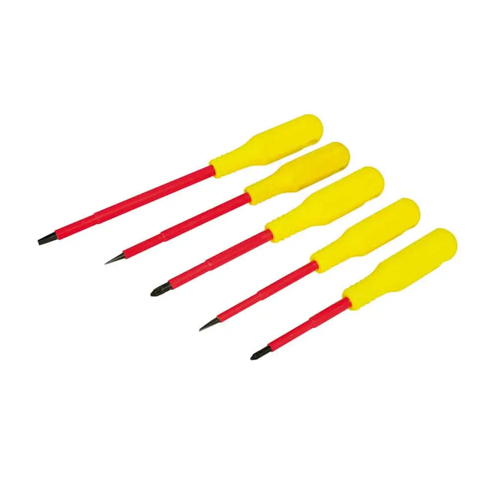 D4V Juego de 5 destornilladores con mango amarillo, dieléctricos combinados Surtek