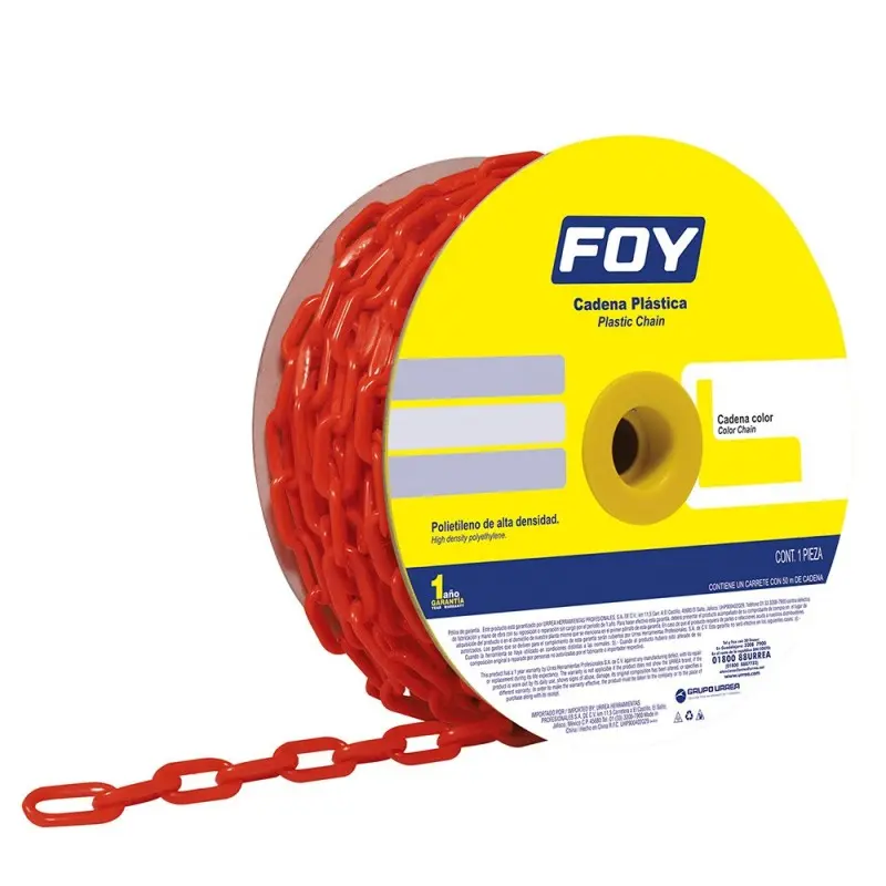 Cadena plast 6mm 1/4" 25m roja foy