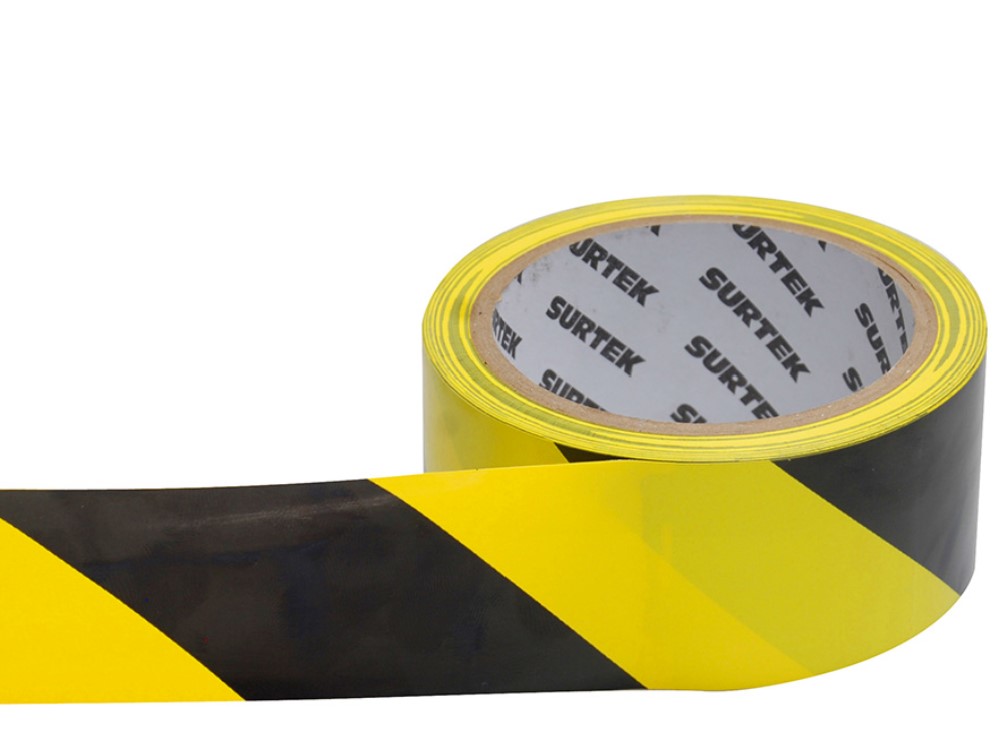 Cinta señalizacion 18m negro-amarillo Surtek