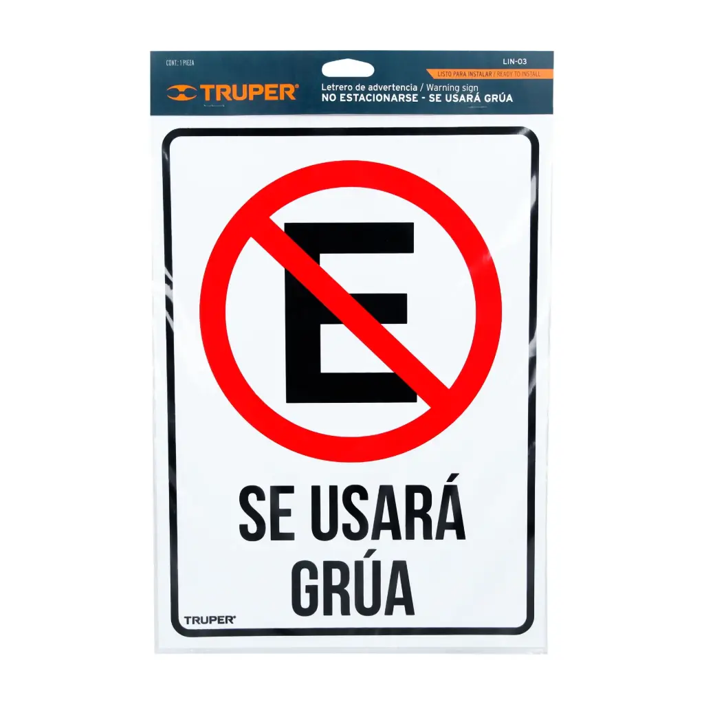 Letrero de señalización 'se usará grúa', 25 x 34 cm Truper