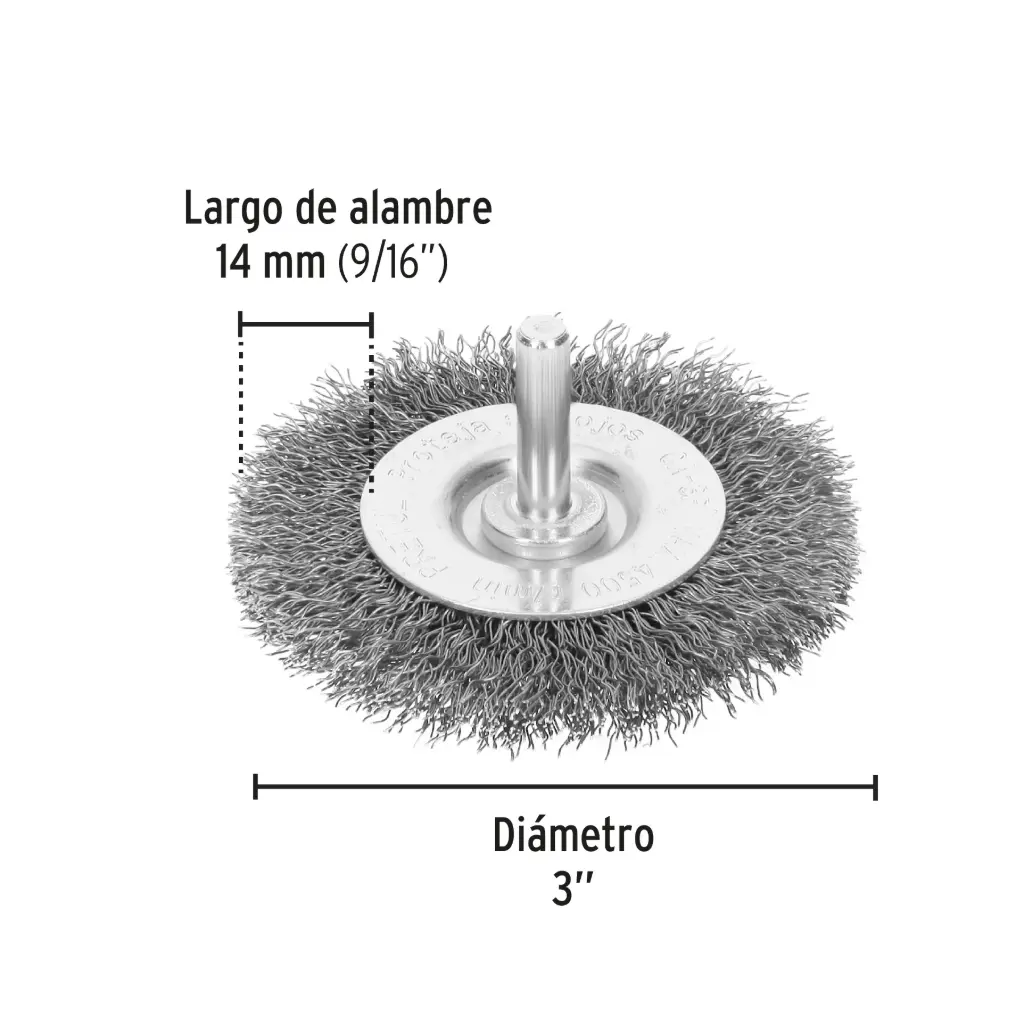 21003 Carda circular 3' alambre grueso para taladro, Pretul CA-3P