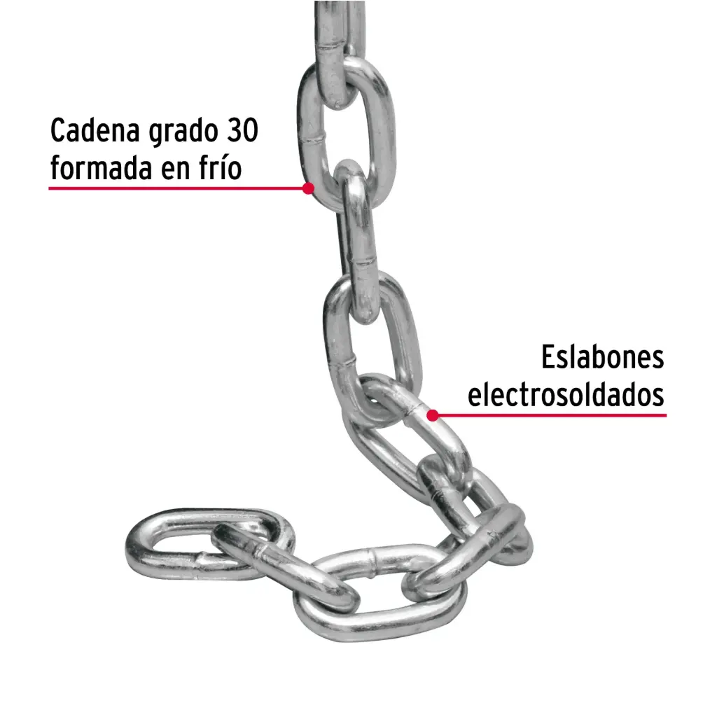 Metro de cadena galvanizada de 5/16', 20 m en cubeta, Fiero caga-5/16