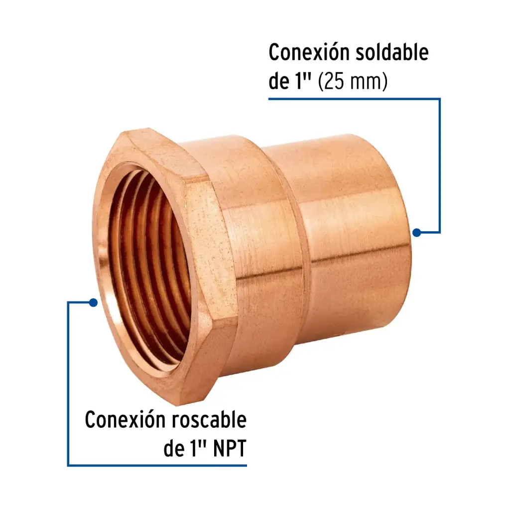 Conector de cobre, rosca interior 1', Foset cc-603