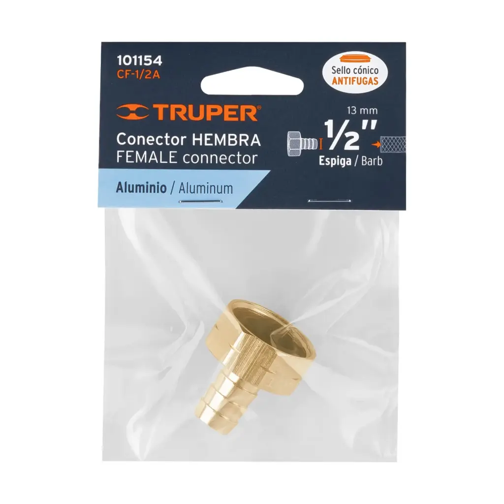 101154 Conector 1/2' hembra de aluminio, Truper CF-1/2A