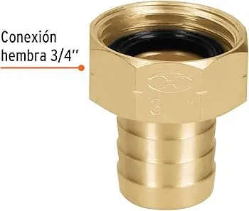 Conector 3/4' hembra de latón sólido para manguera, Truper cf-3/4b