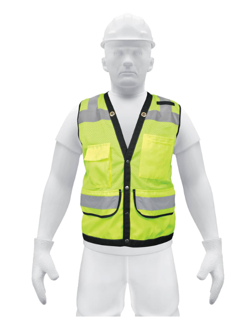 13483 Chaleco seguridad reforzado verde con bolsas, G, Expert CHS-800V-L