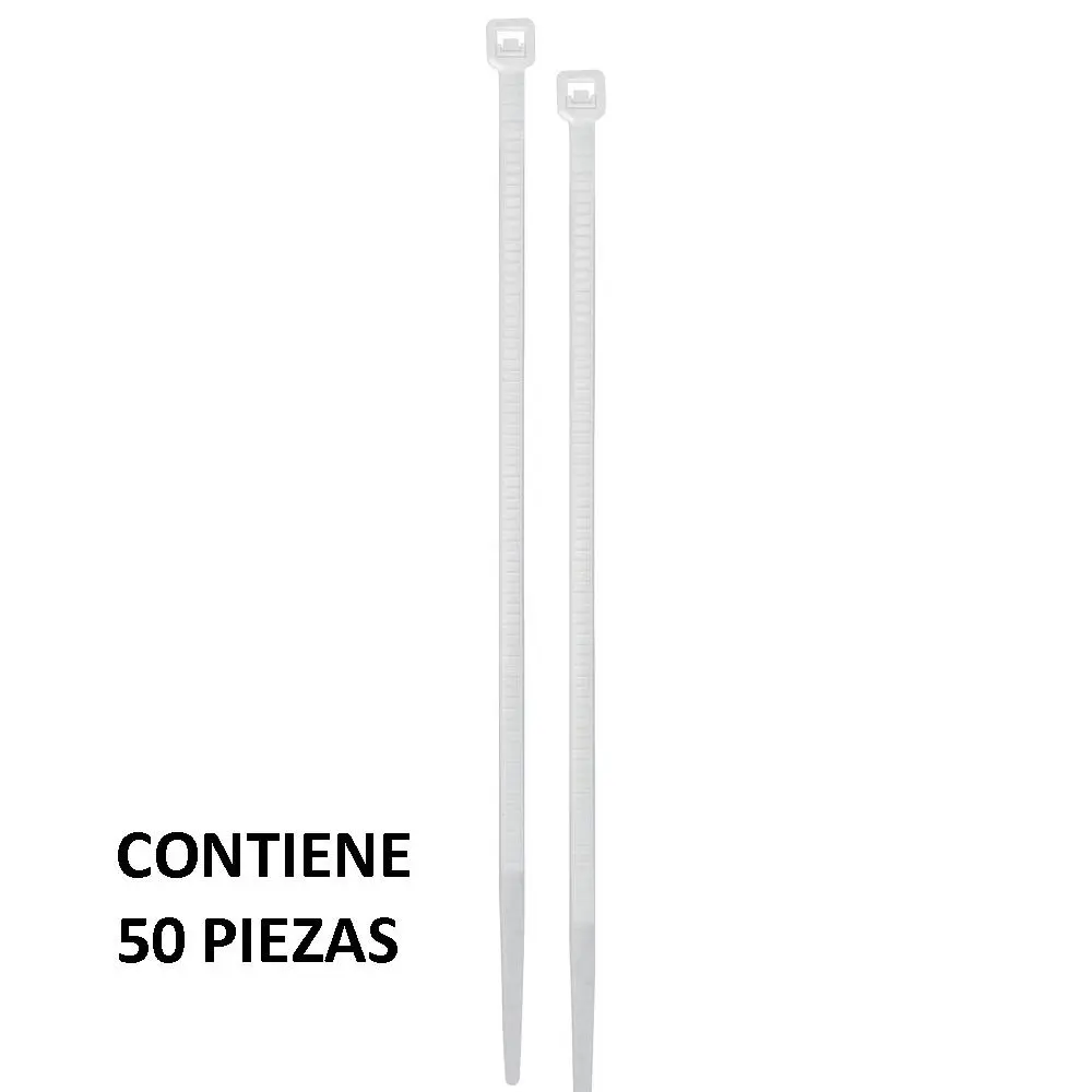 Bolsa con 50 cinchos plásticos 40 lb, 250x3.5 mm, naturales cin-4025
