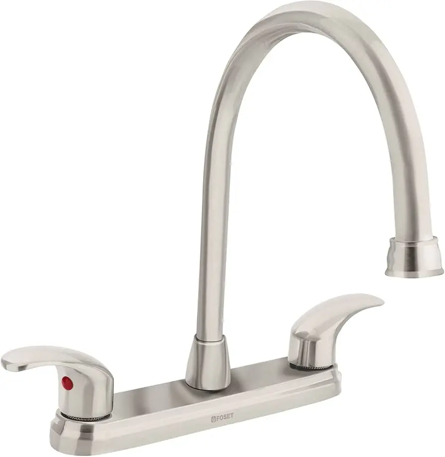 Mezcladora satín 8' para lavabo, cuello largo, palanca,Foset aqf-82n