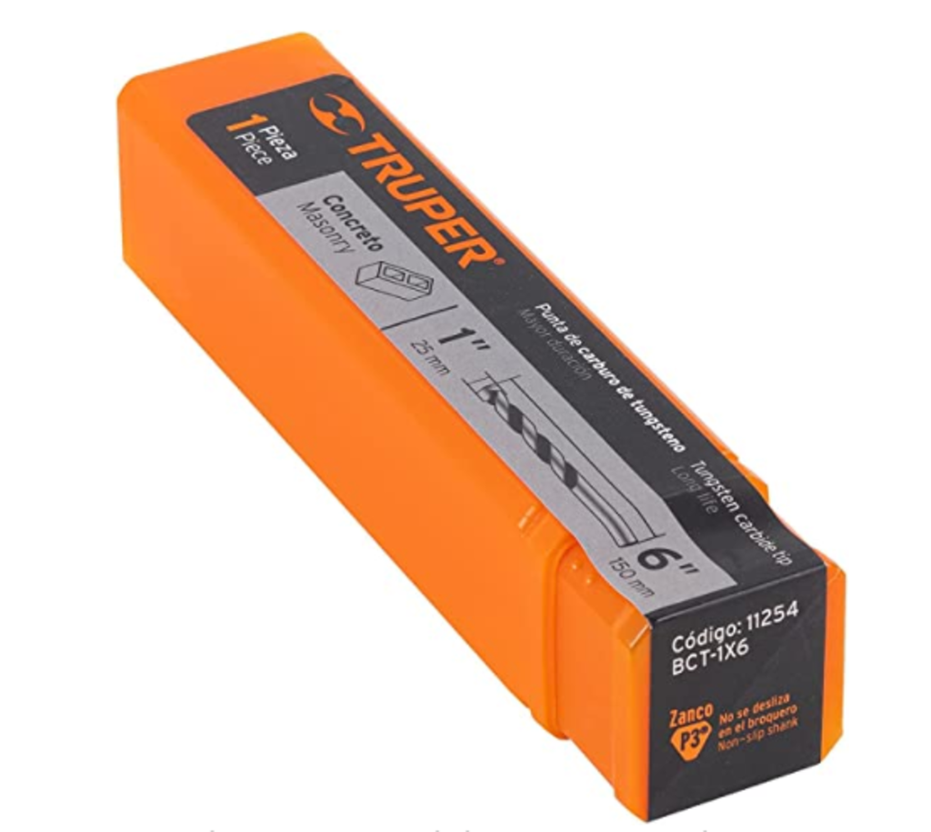 Broca para concreto de 1 x 6', Truper bct-1x6