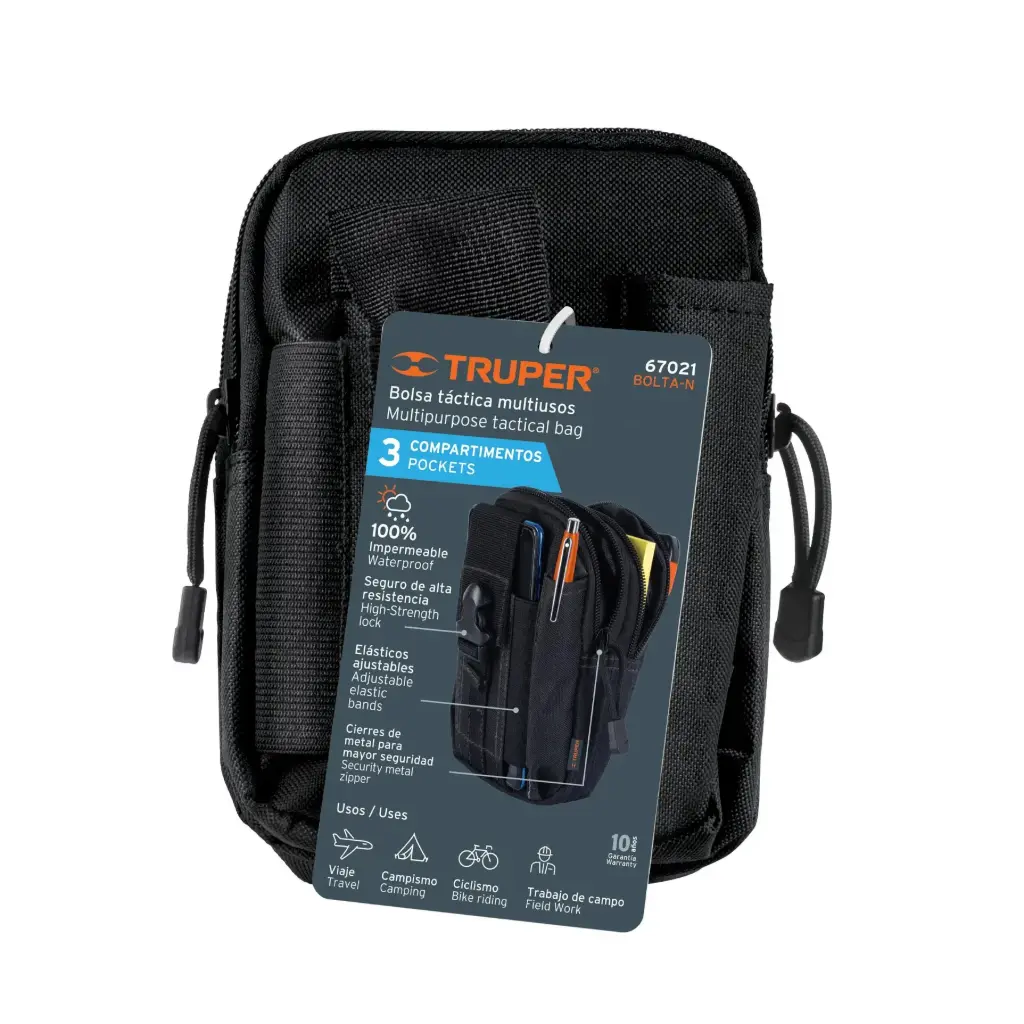 67021 Bolso táctico negro para cinturón, Truper BOLTA-N