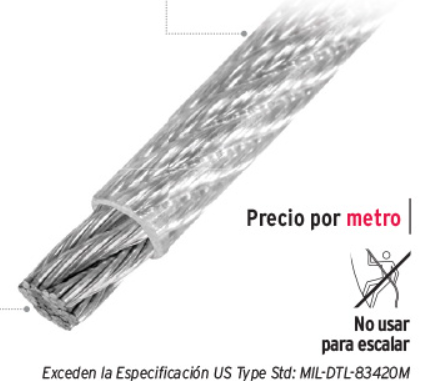 Metro de cable rígido 1/8' acero 7x7 recubierto PVC, 75 m cab-1/8rx