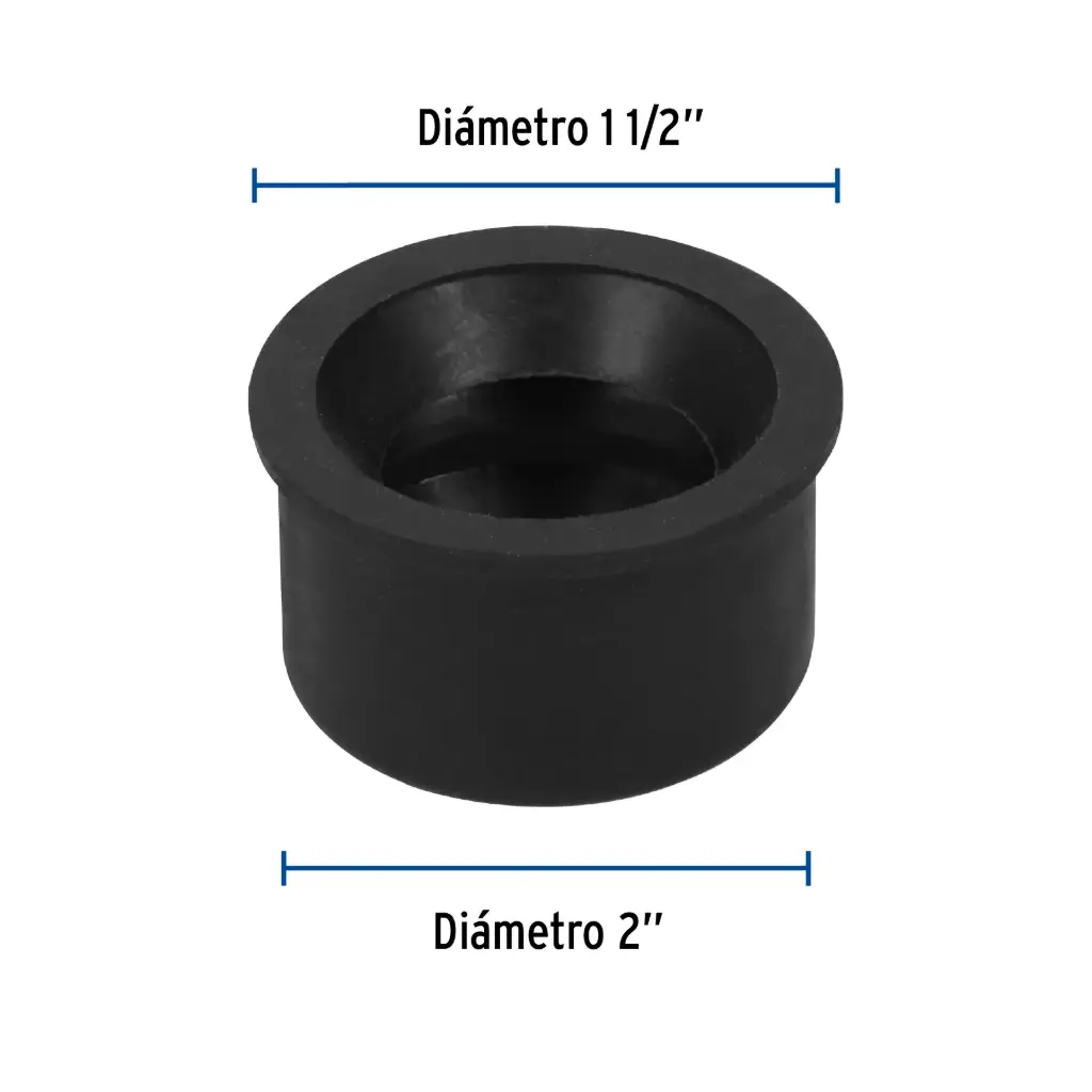 Chupón de hule negro, 2' x 1-1/2', Foset chu-5040