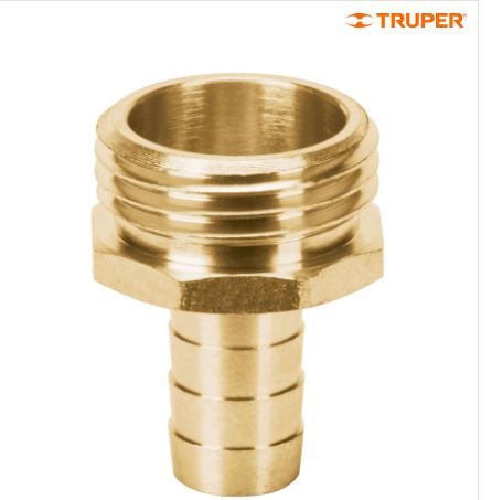 12287 Conector 3/4' macho de latón sólido para manguera, Truper CM-3/4B