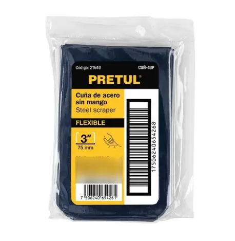 21640 Cuña de 4' x 3' sin mango, bolsa con 20 piezas, Pretul CUÑ-43P