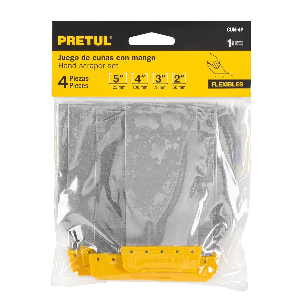 24200 Juego de 4 cuñas con mango de plástico, Pretul CUÑ-4P