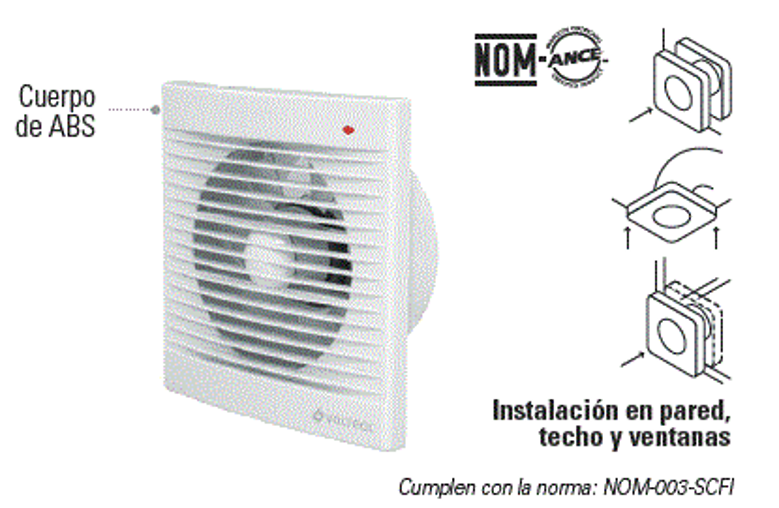 48530 Extractor de aire de 4', blanco, Volteck EXA-4B