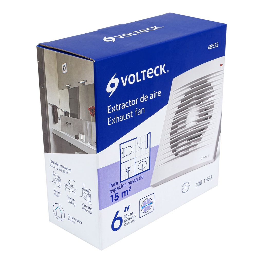 Extractor de aire de 6', blanco, Volteck exa-6b