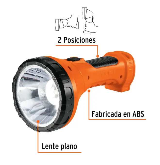 16005 Linterna plástica 1 LED 150 lm recargable, Truper LILE-9T