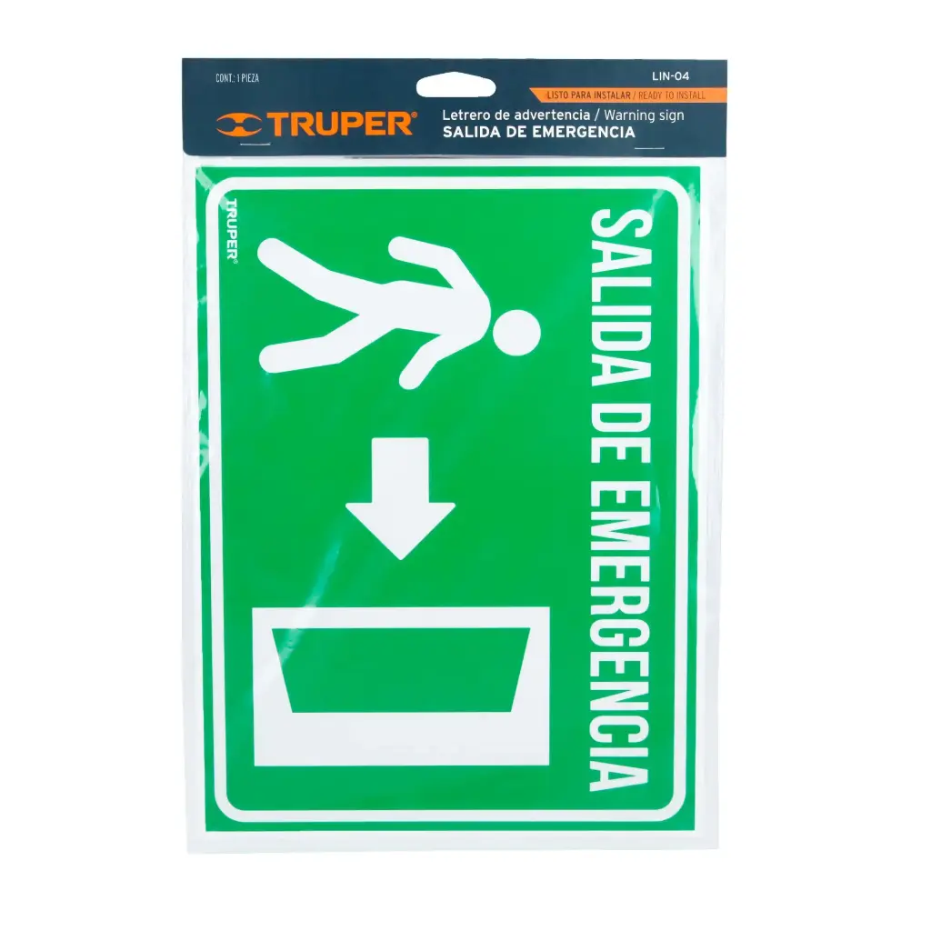 18348 Letrero de señalización 'SALIDA DE EMERGENCIA', 21 x 28 cm LIN-04
