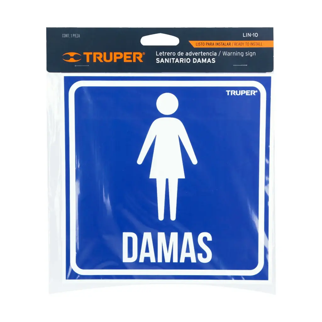 Letrero de señalización 'damas', 19 x 19 cm, Truper lin-10