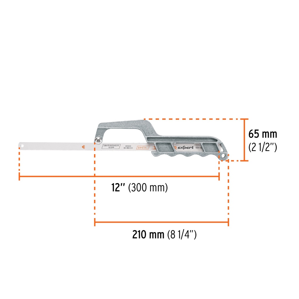10236 Mini arco 12' de aluminio para segueta, Truper MAT-12