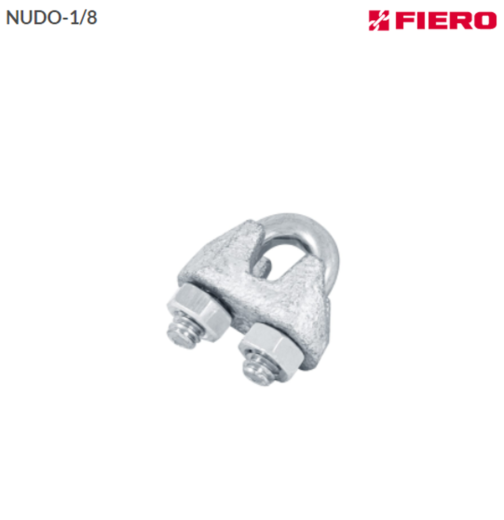 44082 Blíster con 2 nudos (perros) de hierro para cable de 1/8' NUDO-1/8