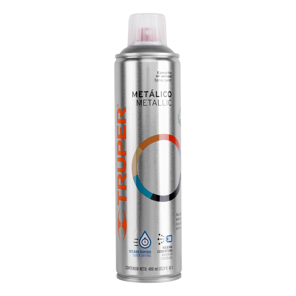 Pintura en aerosol, plata metálico, 400 ml, Truper pam-pl