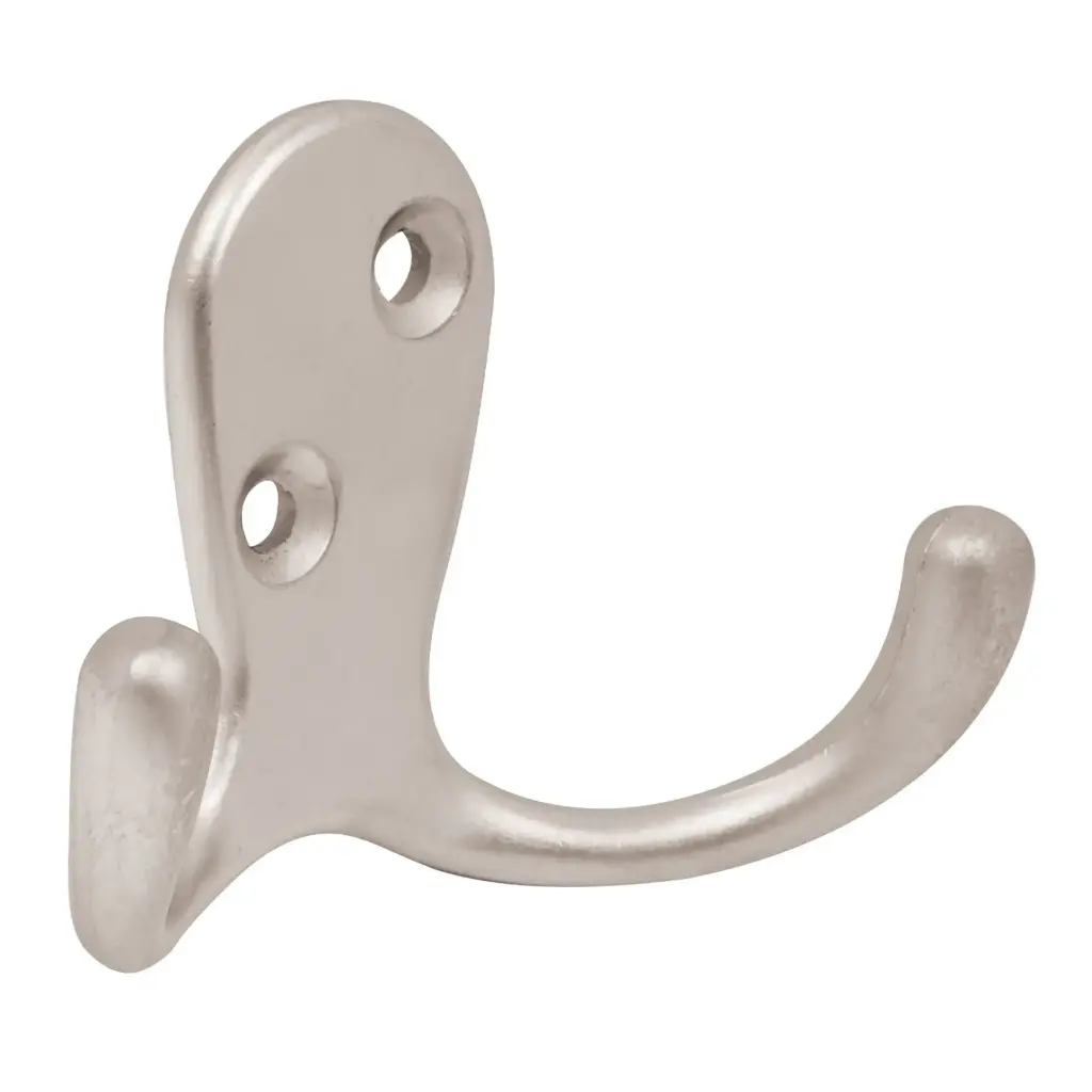 43911 Gancho doble tipo perchero, niquel satinado, Hermex PEPU-24