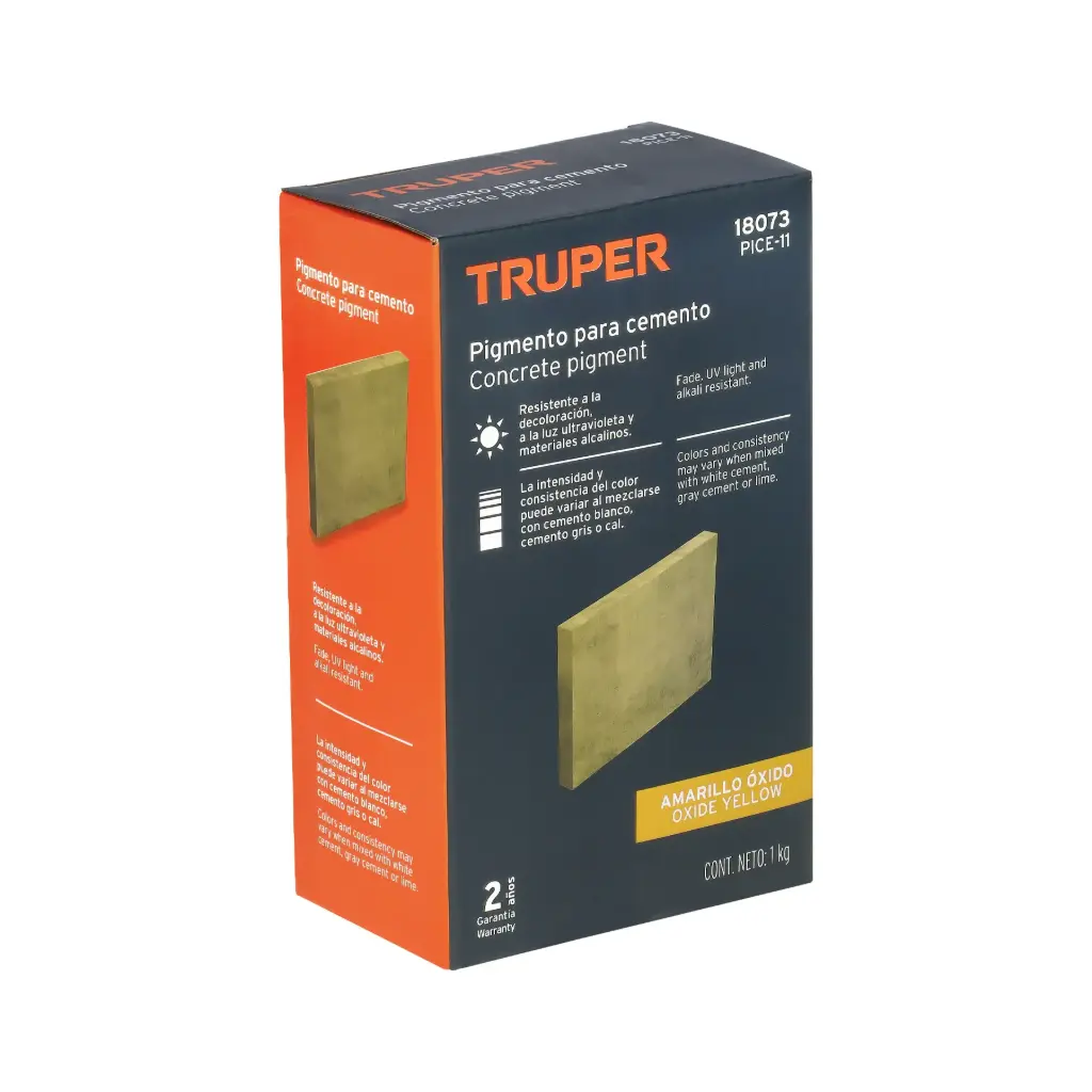 18073 Pigmento amarillo óxido para cemento, 1 kg, Truper PICE-11
