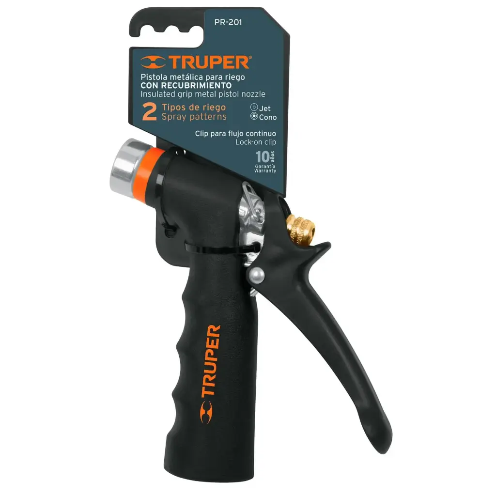 Pistola para riego 2 funciones con recubrimiento y boquilla pr-202