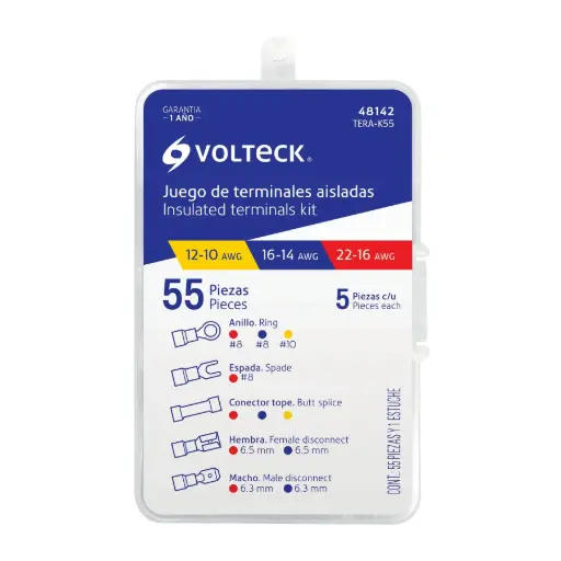 [48142] 48142 Juego de 55 terminales aisladas para cable, Volteck TERA-K55