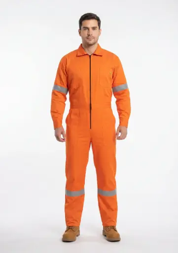 [OVE100NRG-GD] Overol 100% anaranjado c/reflejante gris grande