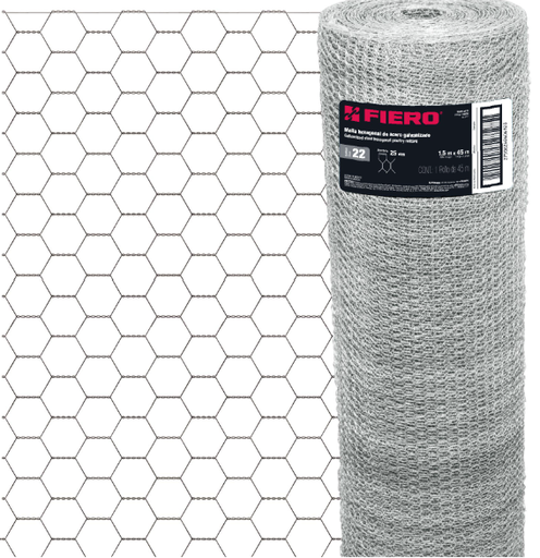 [117AS-002] Malla hexagonal gallinero 1.2x22x25 1 metro top steel