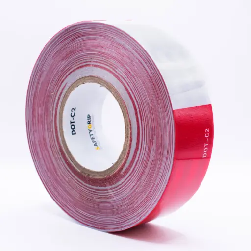 [DOT-C2] CINTA REFLEJANTE  BICOLOR ROJO C/ BLANCO  2"  X 50 MTS DOT-C2