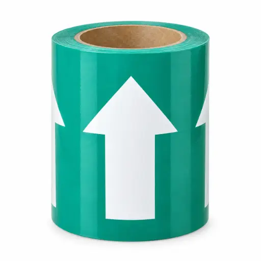 [91290] Cinta de flecha , blanco/verde , vinilo , 4" x 22 yardas