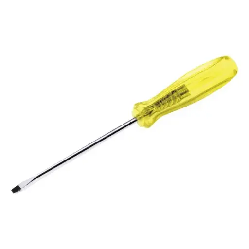 [9616] Destornillador con mango ámbar, punta plana barra redonda 1/4" x 6" Urrea