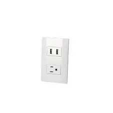 [P432B] P432B Placa 1 cont 1 usb dob 1/3 bco Surtek