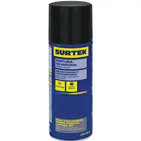 [AES401] Pintura en aerosol 400 ml color negro brillante Surtek