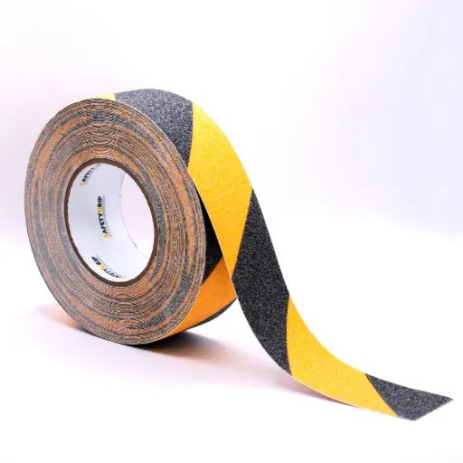 [FEC12E779] CINTA ANTIDERRAPANTE NEGRO/ AMARILLO 50MM 2" X 20 Mts  SAFETY FORT